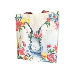 Cynthia Rowley Blue Bunny Floral Reusable Treat Shop Market Coated Canvas Tote
